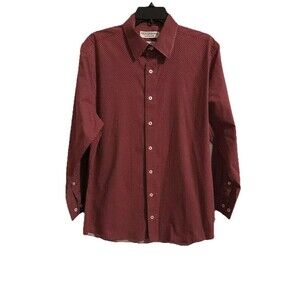 Nick Graham Shirt Mens Size Large Polka Dot Long Sleeve Button Up Cotton Stretch